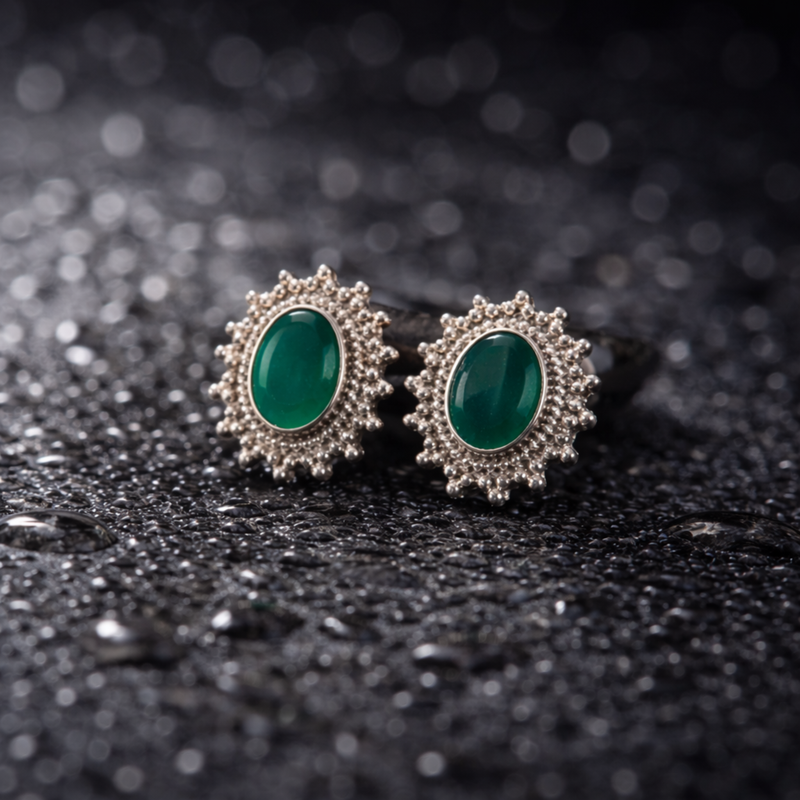 Sterling Silver Emerald Enchantment Studs