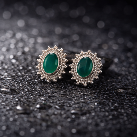 Sterling Silver Emerald Enchantment Studs