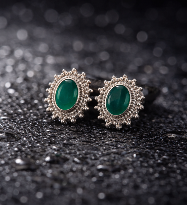 Sterling Silver Emerald Enchantment Studs