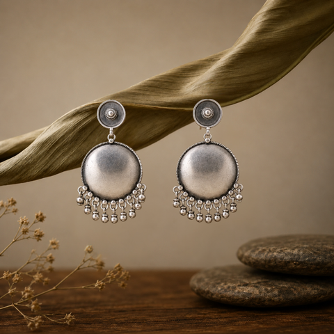 Sterling Silver Floral Dangle Earrings