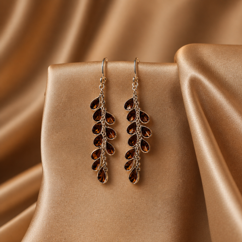 Sterling Silver Garnet Cascade Delights Designer Earrings