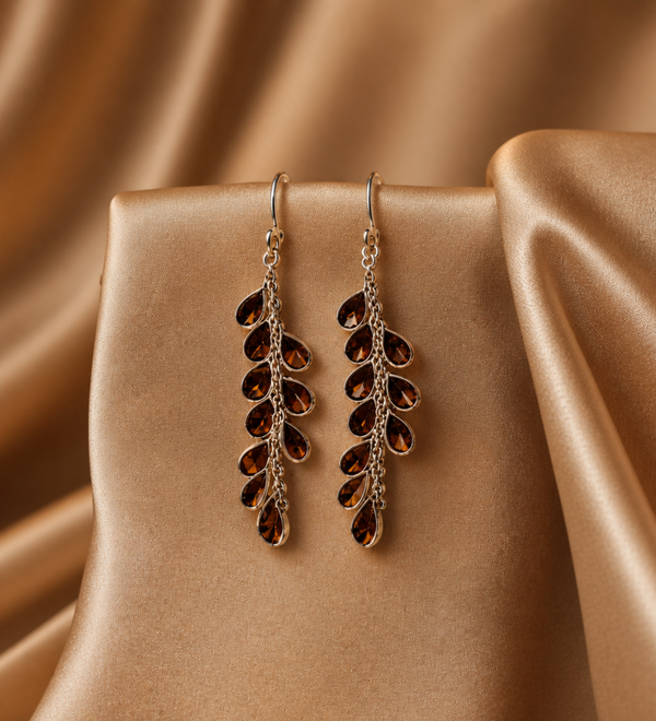 Sterling Silver Garnet Cascade Delights Designer Earrings