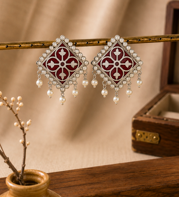 Sterling Silver Heritage Thewa Square Earrings