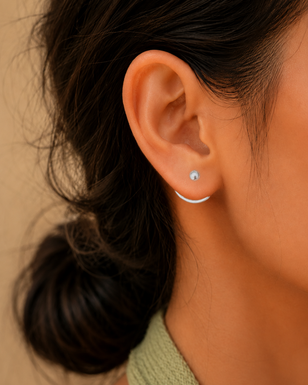 Sterling Silver Lunar Halo Ear Jacket Earrings