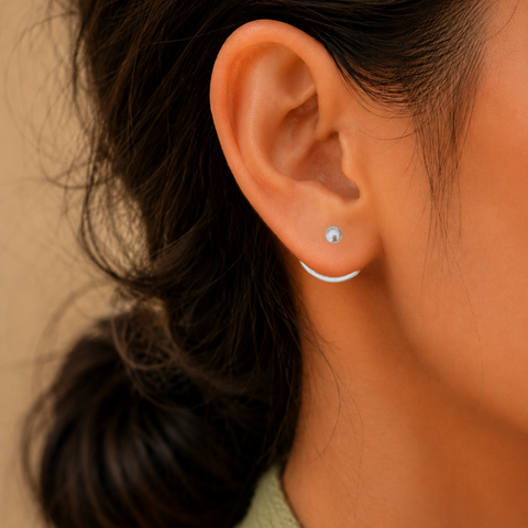 Sterling Silver Lunar Halo Ear Jacket Earrings