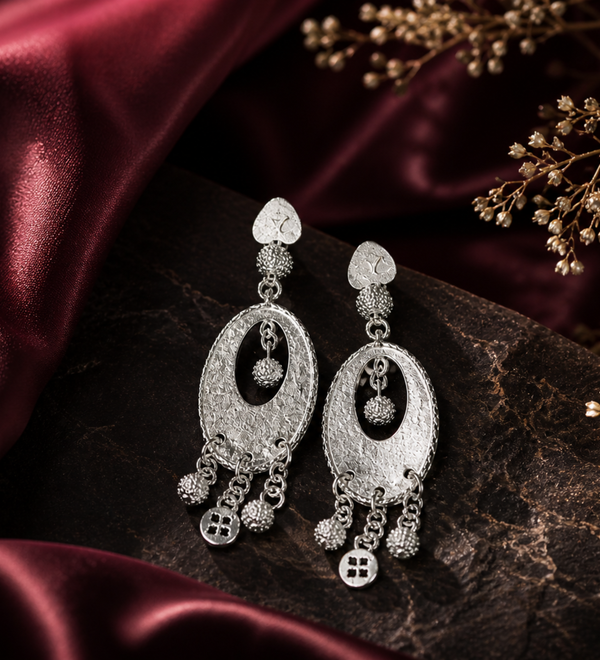 Sterling Silver Oval Oasis Earrings