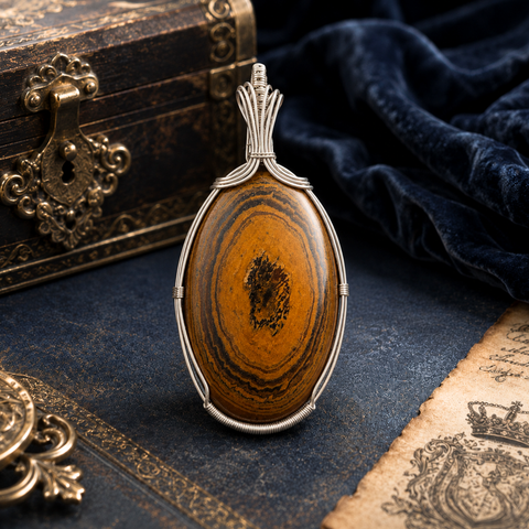 Sterling Silver Radiant Illusion Tiger Eye Charm Pendant