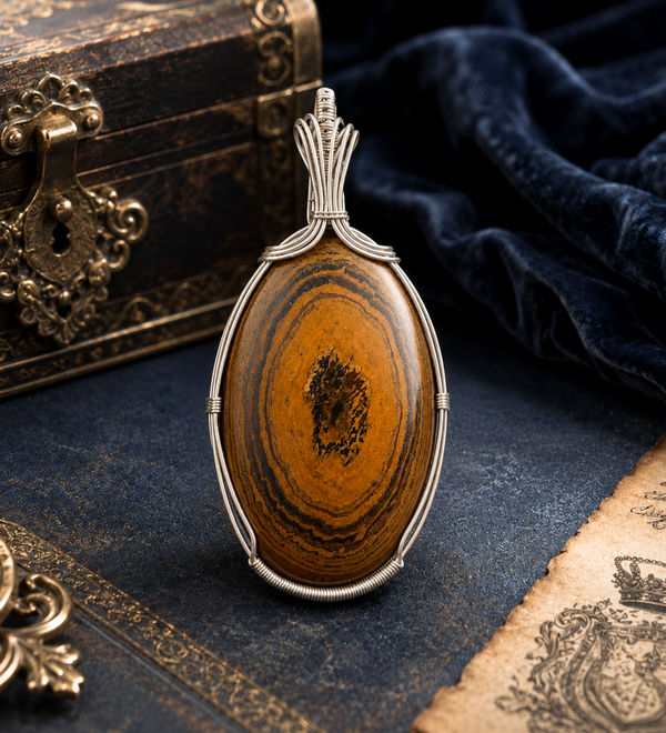 Sterling Silver Radiant Illusion Tiger Eye Charm Pendant