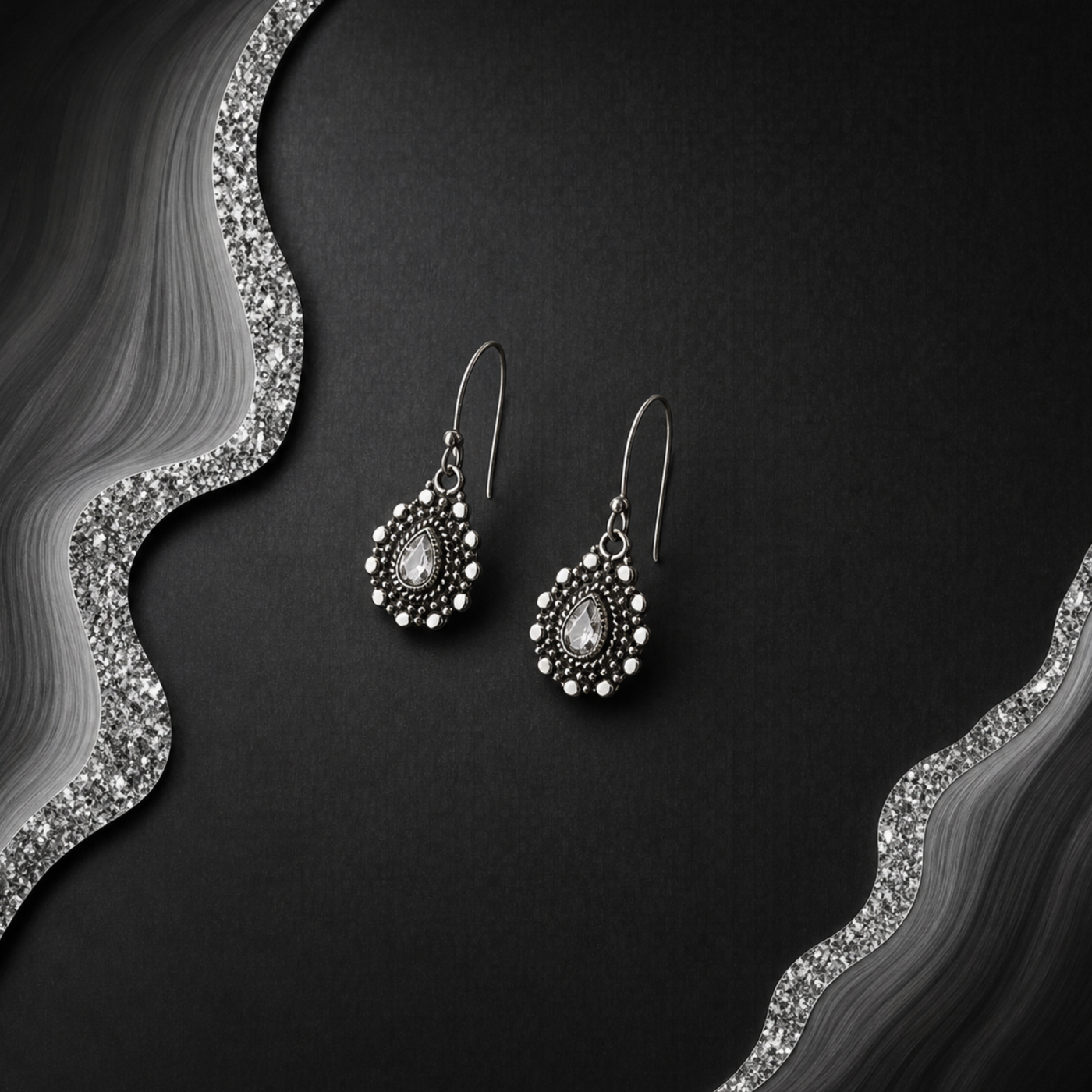 Sterling Silver Regal Teardrop Indo-Western Earrings