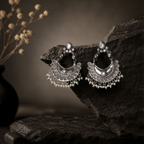 Sterling Silver Traditional Chand Bali Style Earring