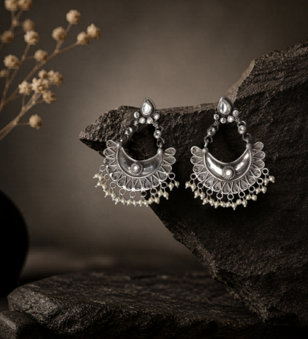 Sterling Silver Traditional Chand Bali Style Earring