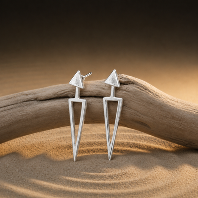 Sterling Silver Triangular Sword Earrings