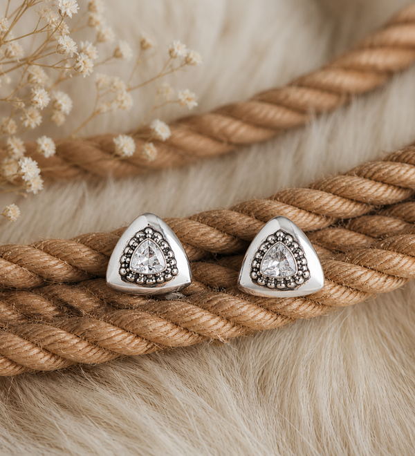 Sterling Silver Tribal Triad Earrings
