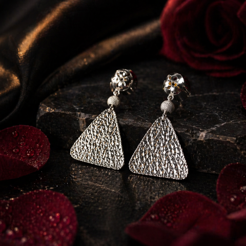 Sterling Silver Trisculpt Drop Earrings