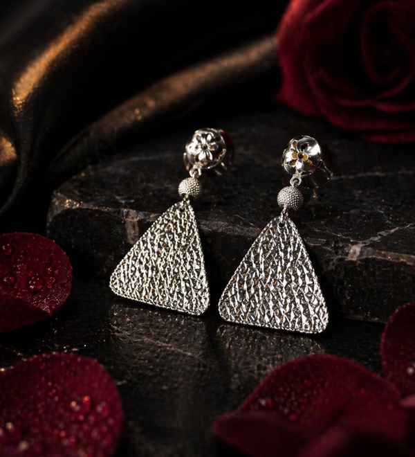 Sterling Silver Trisculpt Drop Earrings