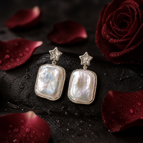 Sterling Silver Mother of Pearl Party Western Earring