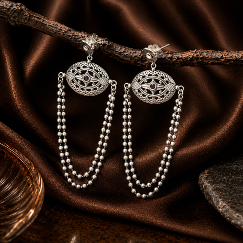 Sterling Silver Strings Hoop Earrings
