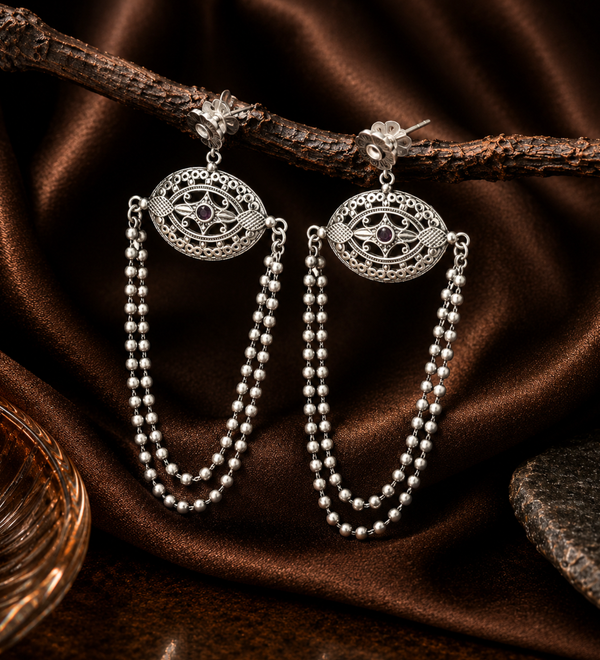 Sterling Silver Strings Hoop Earrings