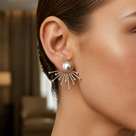 Sterling Silver Sunray Suidhaaga Thread Earrings