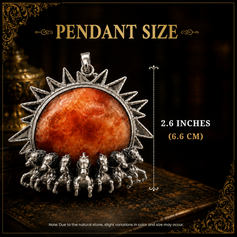 Sterling Silver Seven Horses Rising Sun Pendant