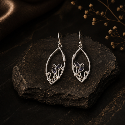 Sterling Silver Peridot Designer Earring