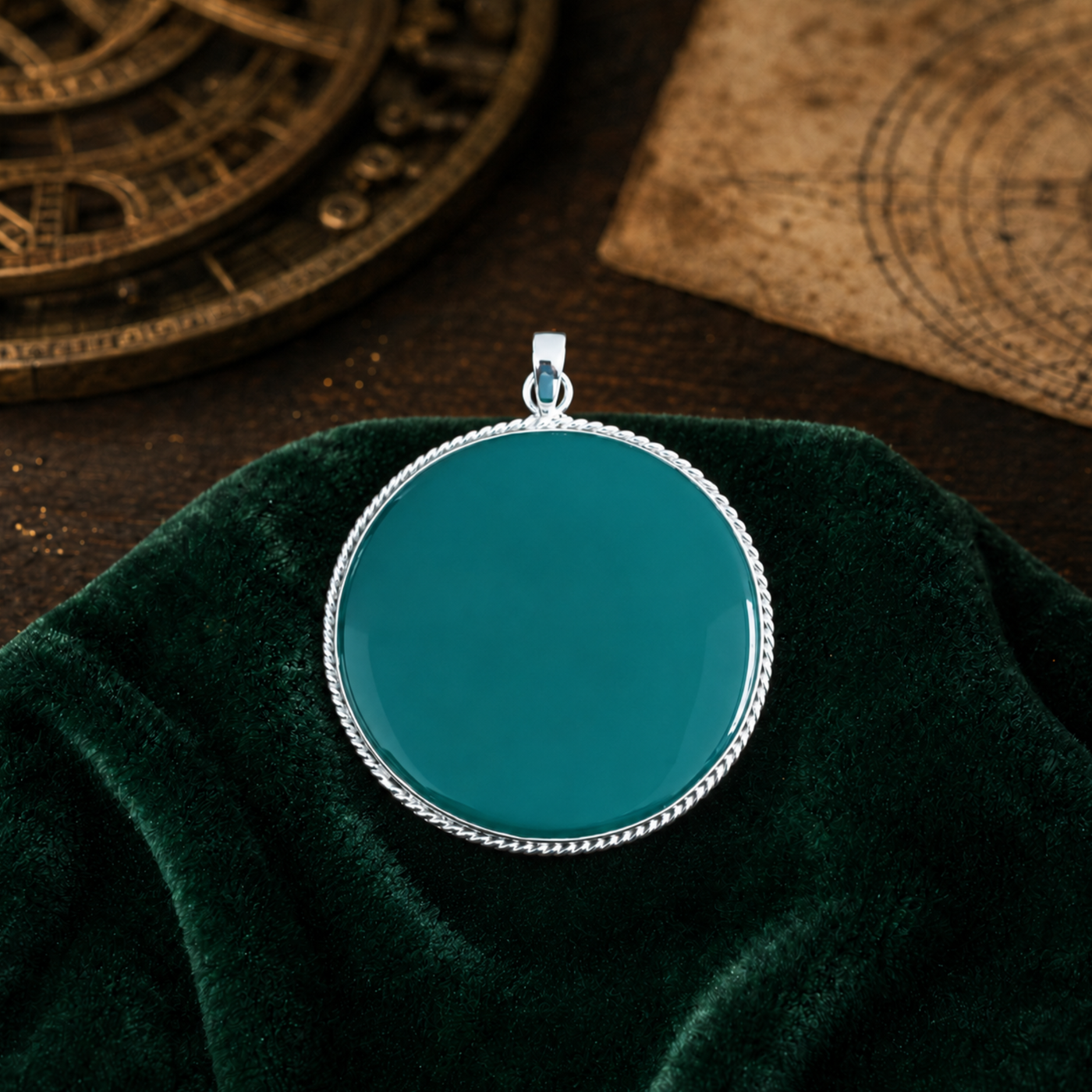 Sterling Silver Green Onyx Statement Pendant V
