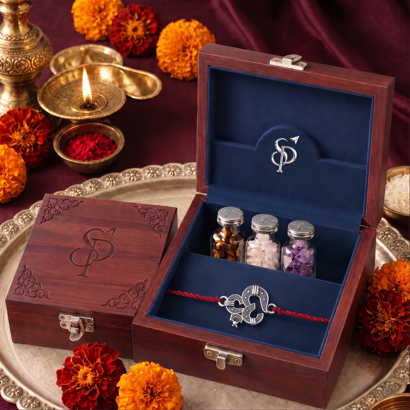 Sterling Silver Nagin Rakhi in Silver Play gift box