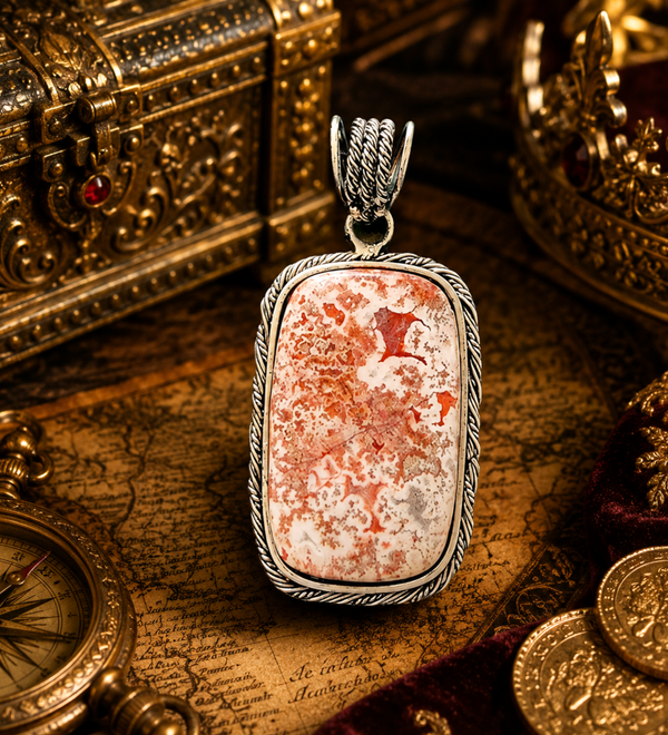 Mann Sukh Pink Lace Agate Pendant