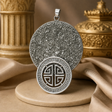 Sterling Silver Royal Medallion Pyrite Pendant