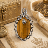 Sterling Silver Sampann Shakti Tiger Eye Kavach Pendant