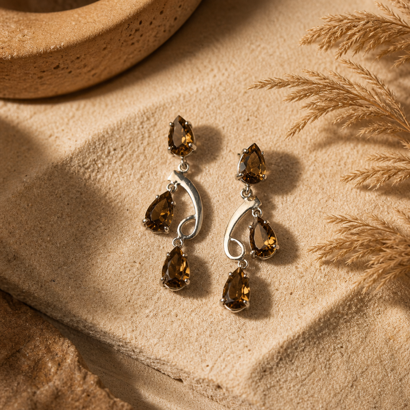 Sterling Silver Amber Cascade Earring