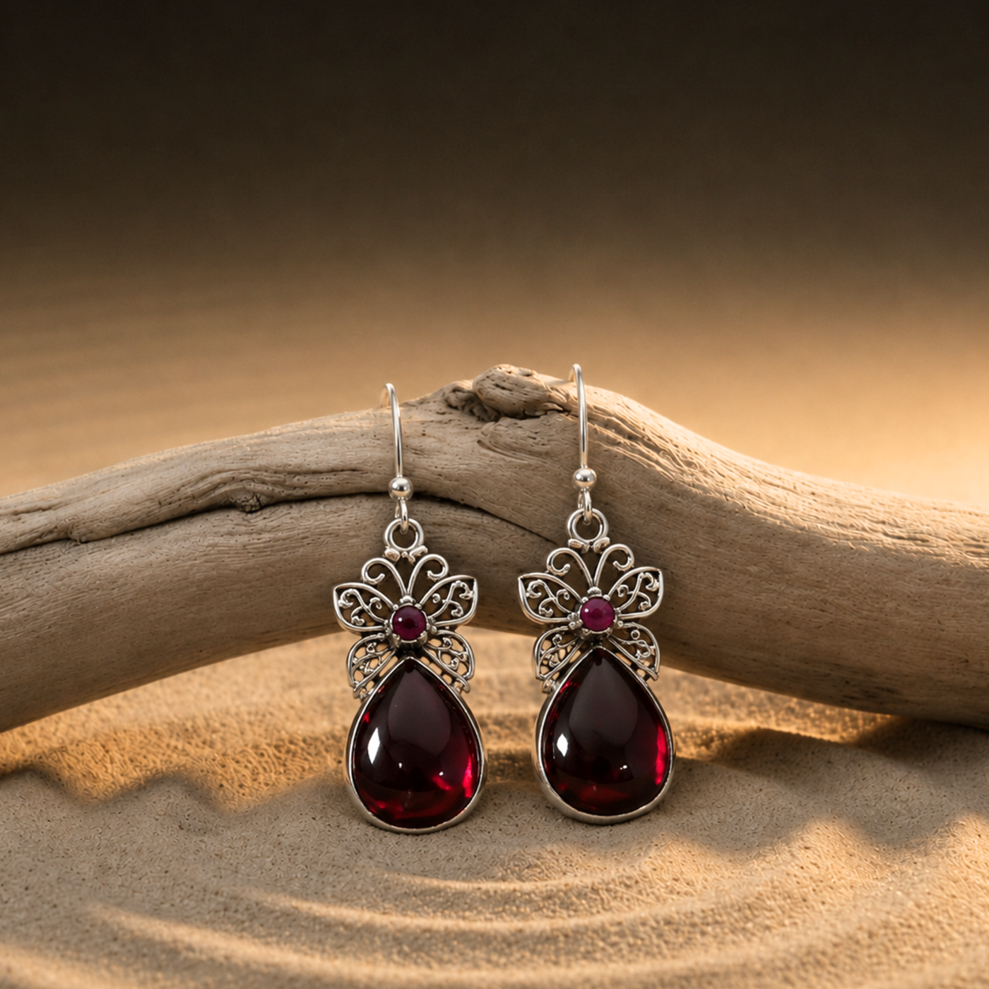 Sterling Silver Butterfly Teardrop Designer Earring