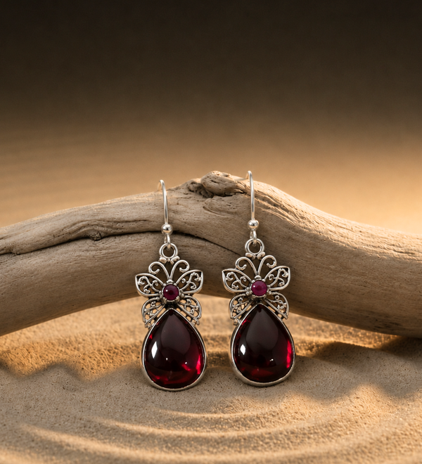 Sterling Silver Butterfly Teardrop Designer Earring