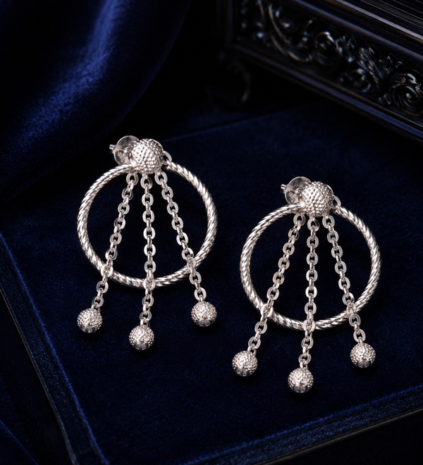 Sterling Silver Silver Cascade Chains Earring