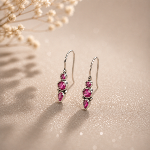 Sterling Silver Crimson Elara Drops Earring