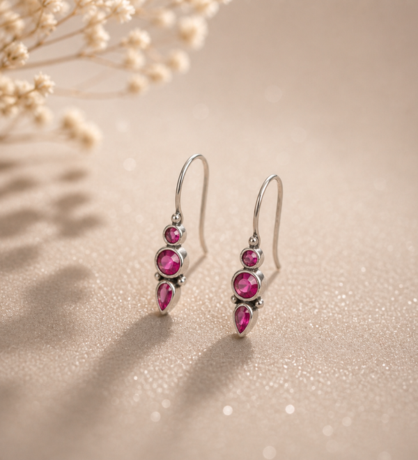Sterling Silver Crimson Elara Drops Earring