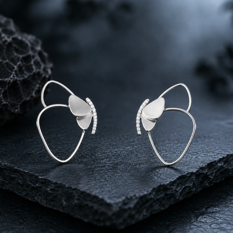 Sterling Silver Crystal Butterfly Wing Earrings