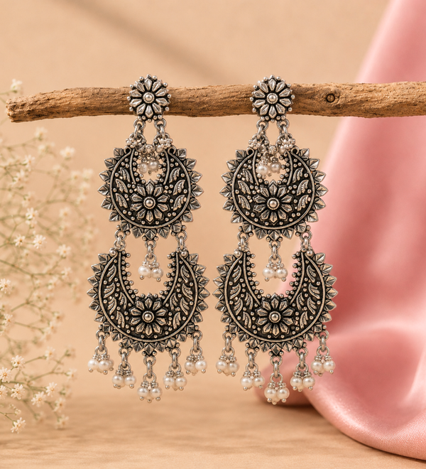 Sterling Silver Double Layer Heritage Earrings