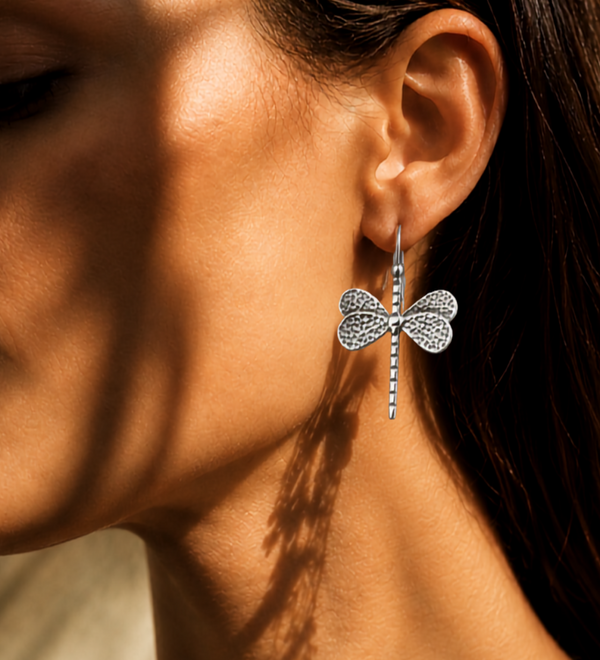 Sterling Silver Dragonfly Whisper Earrings