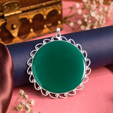 Sterling Silver Evergreen Glow Green Onyx Pendant, handcrafted 92.5% sterling silver jewellery by Silver Play