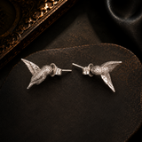 Sterling Silver Feathered Sparrow Earrings, handcrafted 92.5% sterling silver jewellery by Silver Play