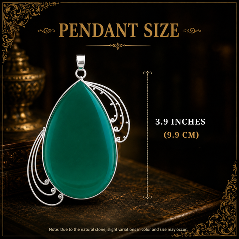 Sterling Silver Forest Calm Green Onyx Pendant