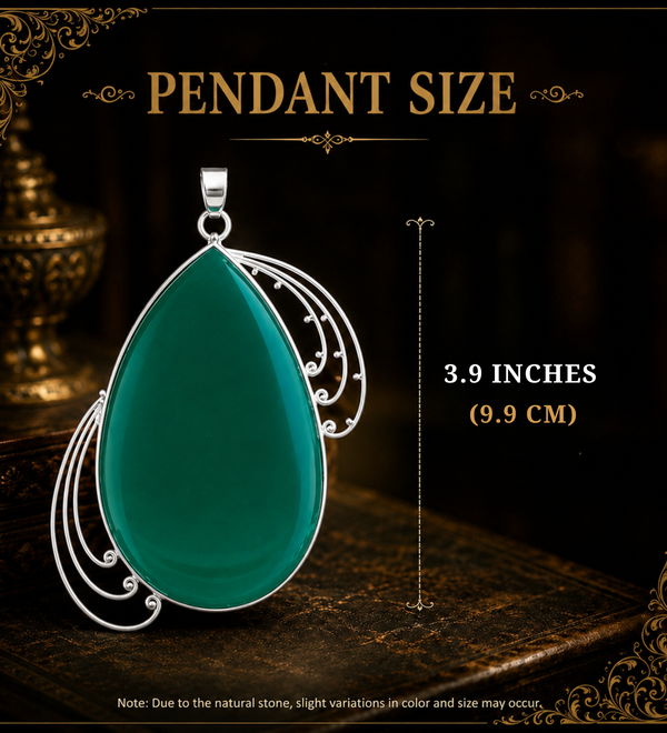 Sterling Silver Forest Calm Green Onyx Pendant