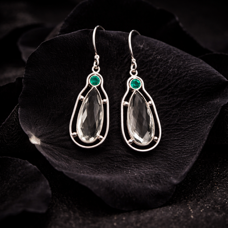 Sterling Silver Green Amethyst Serenity Earring