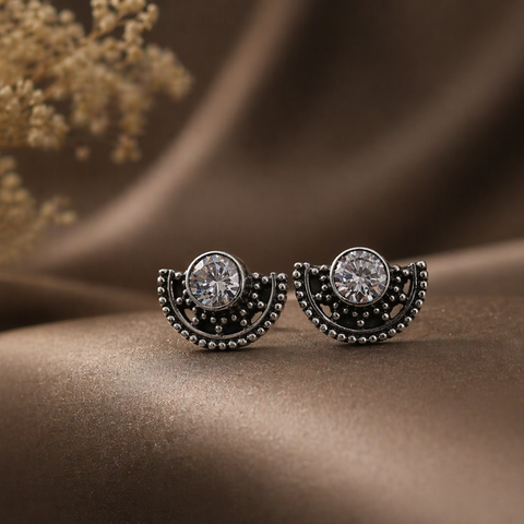 Sterling Silver Half Moon Sophistication Earring