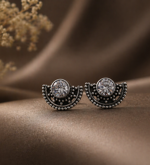Sterling Silver Half Moon Sophistication Earring