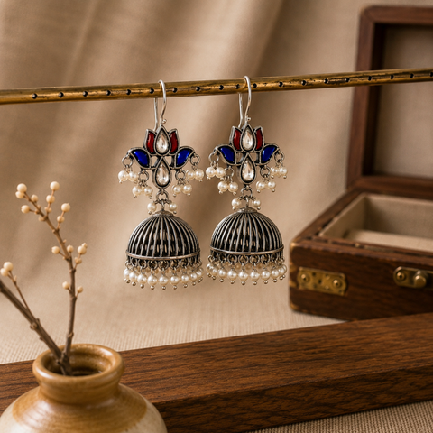 Sterling Silver Jhumka Heritage Earrings