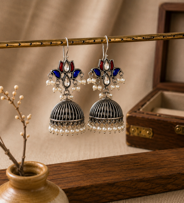 Sterling Silver Jhumka Heritage Earrings
