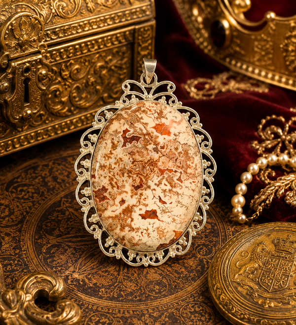 Komal Shanti Pink Lace Agate Pendant