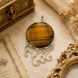 Sterling Silver Lakshmi Kavach Tiger Eye Pendant